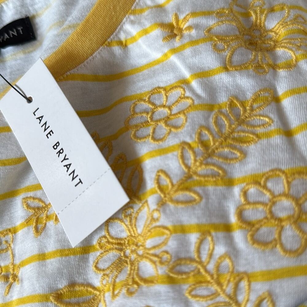 Lane Bryant yellow stripe Classic Short Sleeve Crew neck Tee - Picture 7 of 7